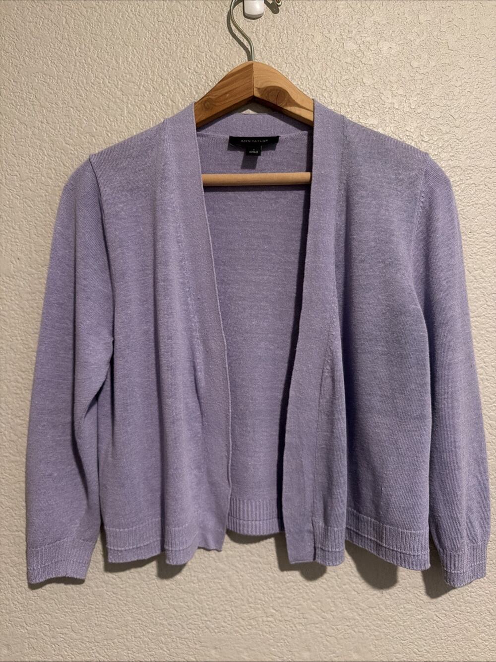 Ann Taylor Open Front Shrug Cardigan Lagenlook Crop Feminine Romantic Bolero S